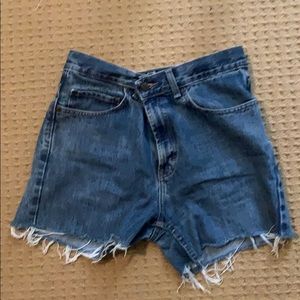 Mid length denim cutoffs